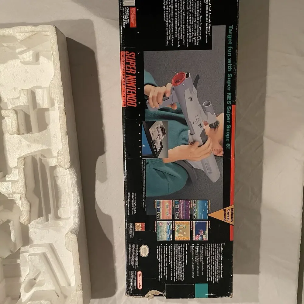 Super NES Super Scope 6 Original Box & Styrofoam (BOX ONLY - NO GUN/GAME)